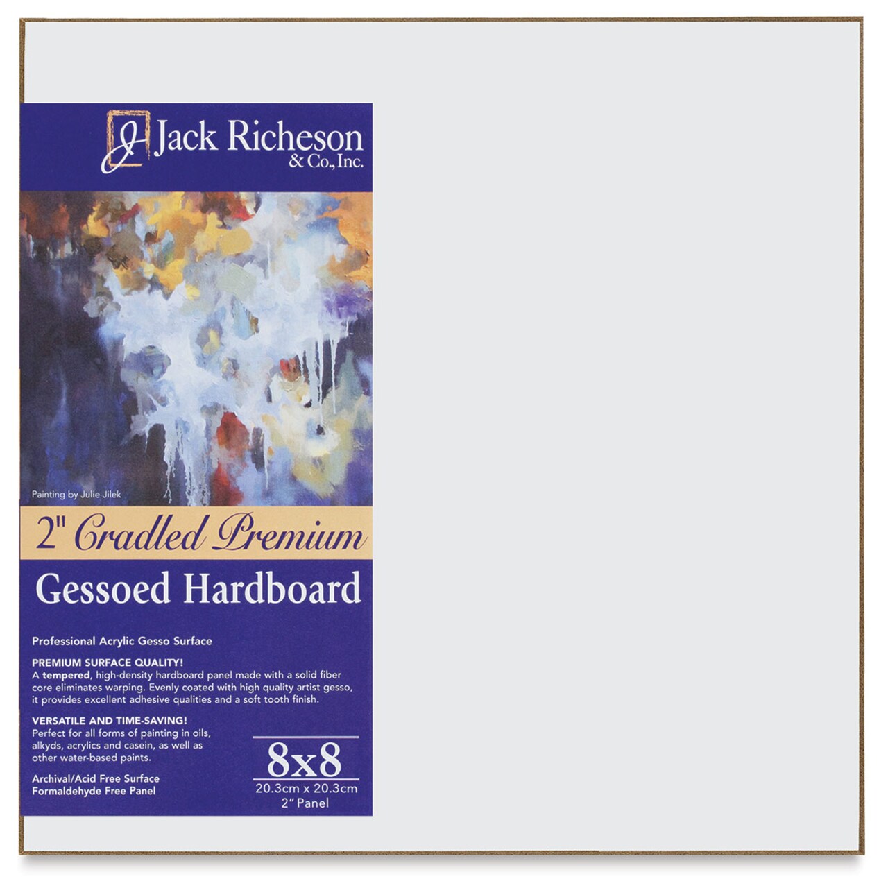 Richeson Premium Gessoed Hardboard Panel - 8" x 8", White, 2" Cradle